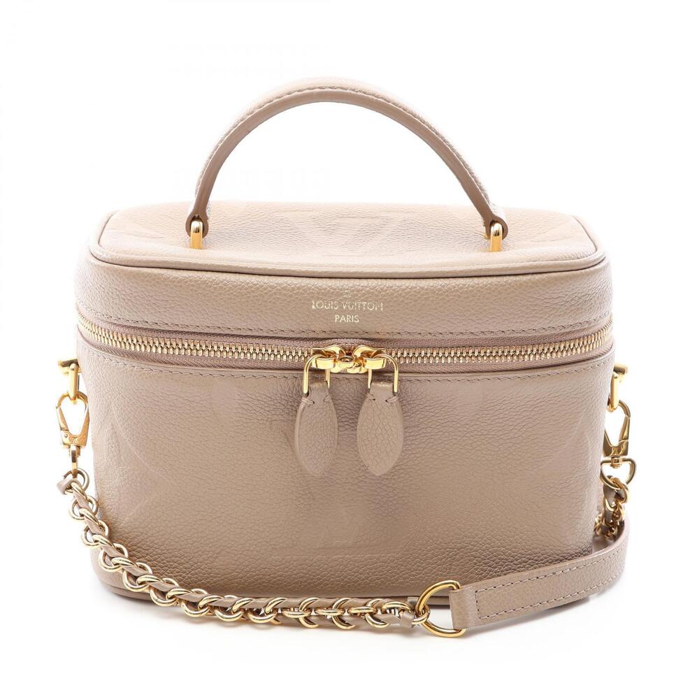 Louis Vuitton Vanity Top Handle Bag Leather Monogram Empreinte Beige Tan
